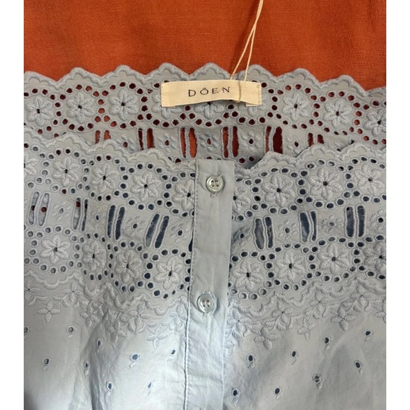 Doen NWT Estelle Bluebird light blue lace embroidered tank top - Picture 4 of 5